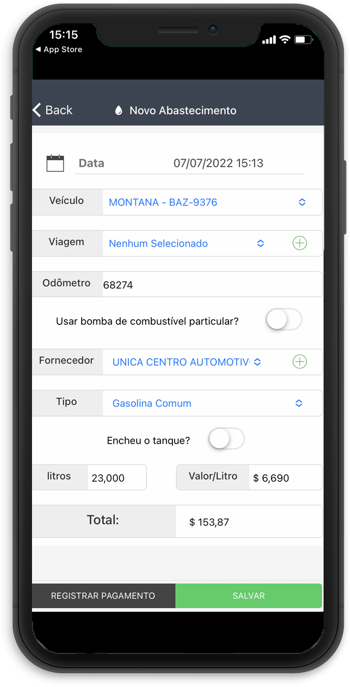 Mockup aplicativo T-Fleet